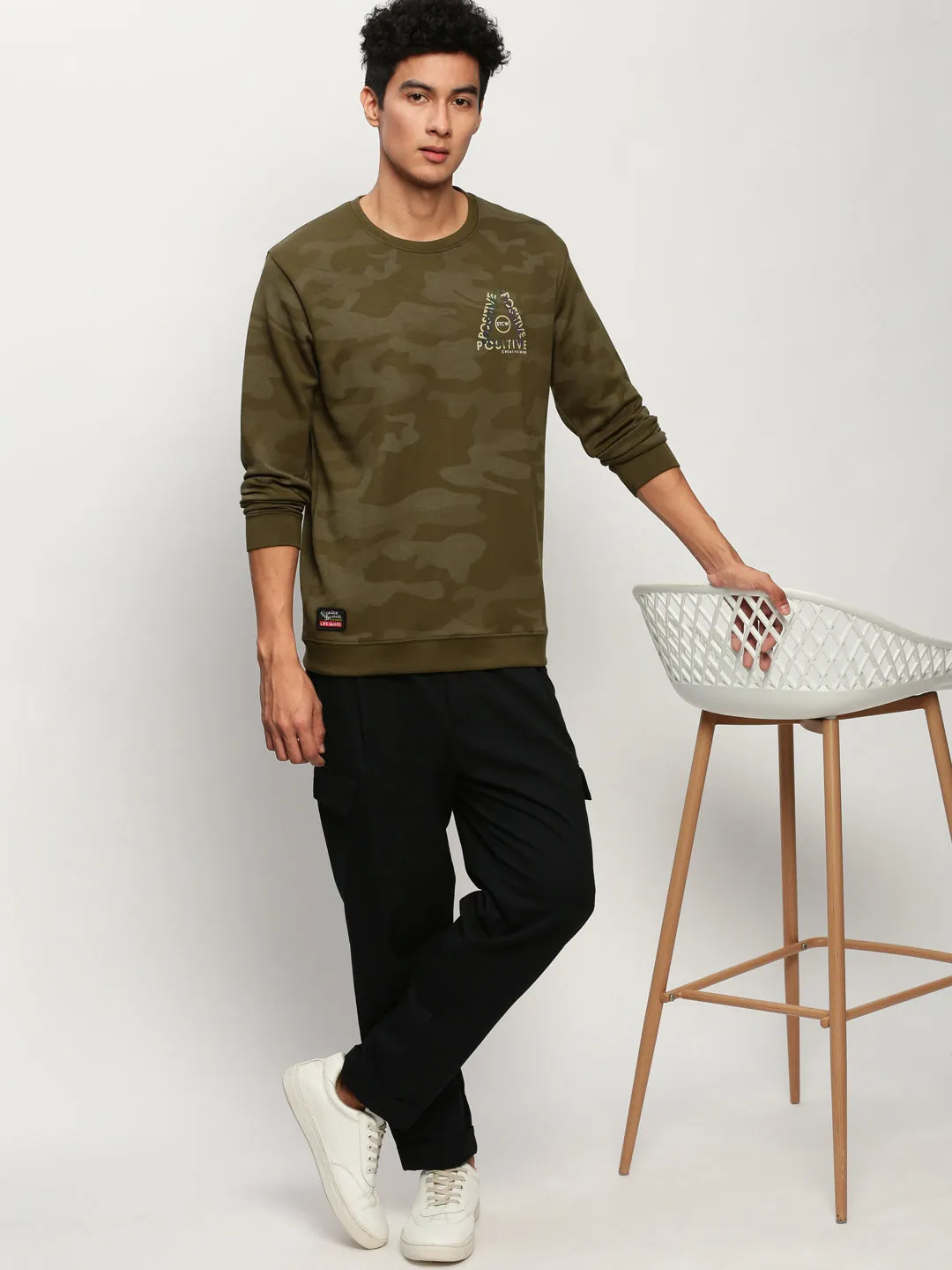 Men Green Camouflage Casual Sweatshirts