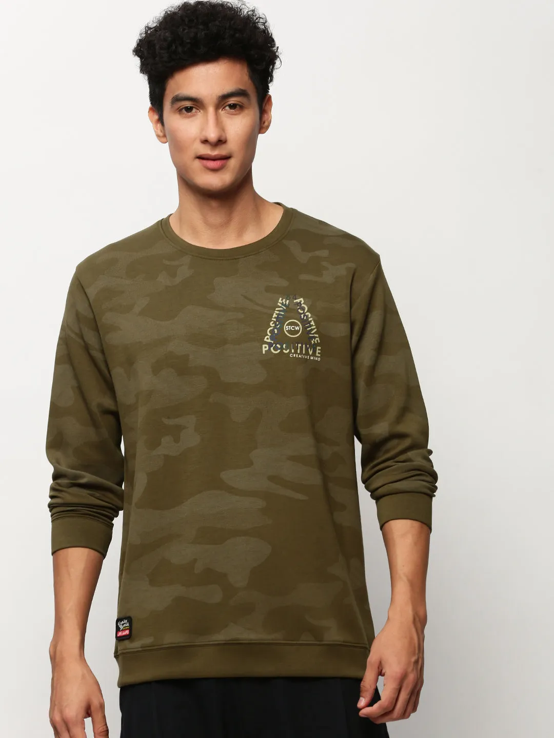 Men Green Camouflage Casual Sweatshirts