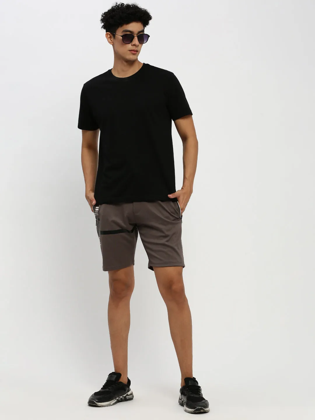 Men Grey Typographic Shorts