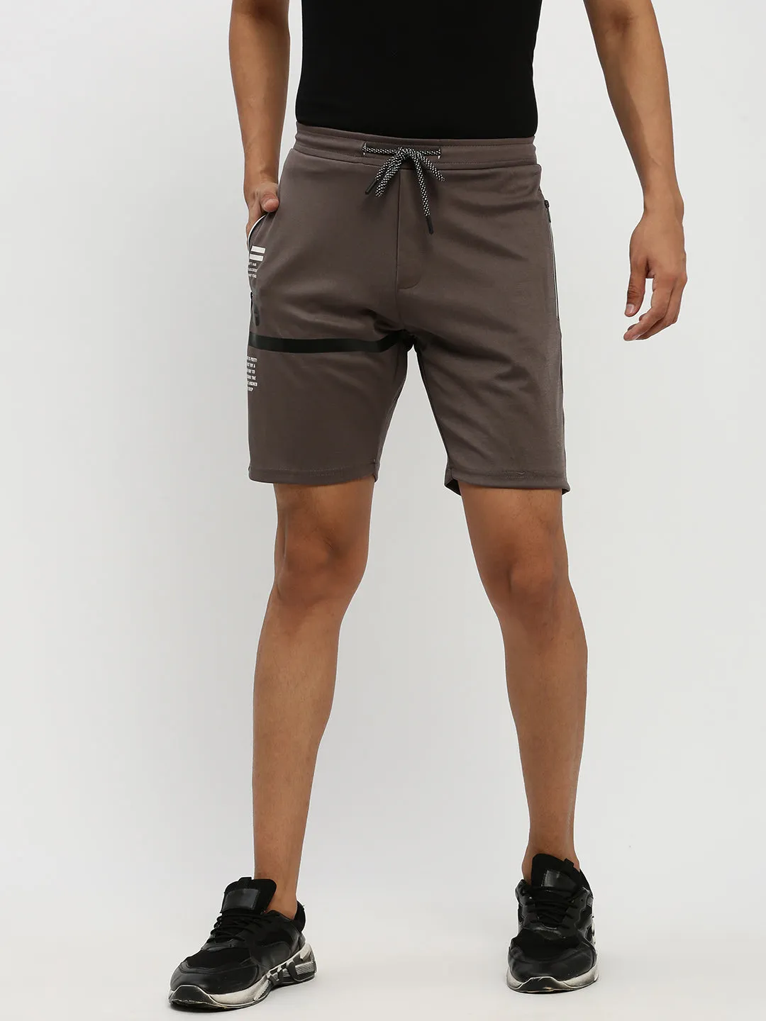 Men Grey Typographic Shorts