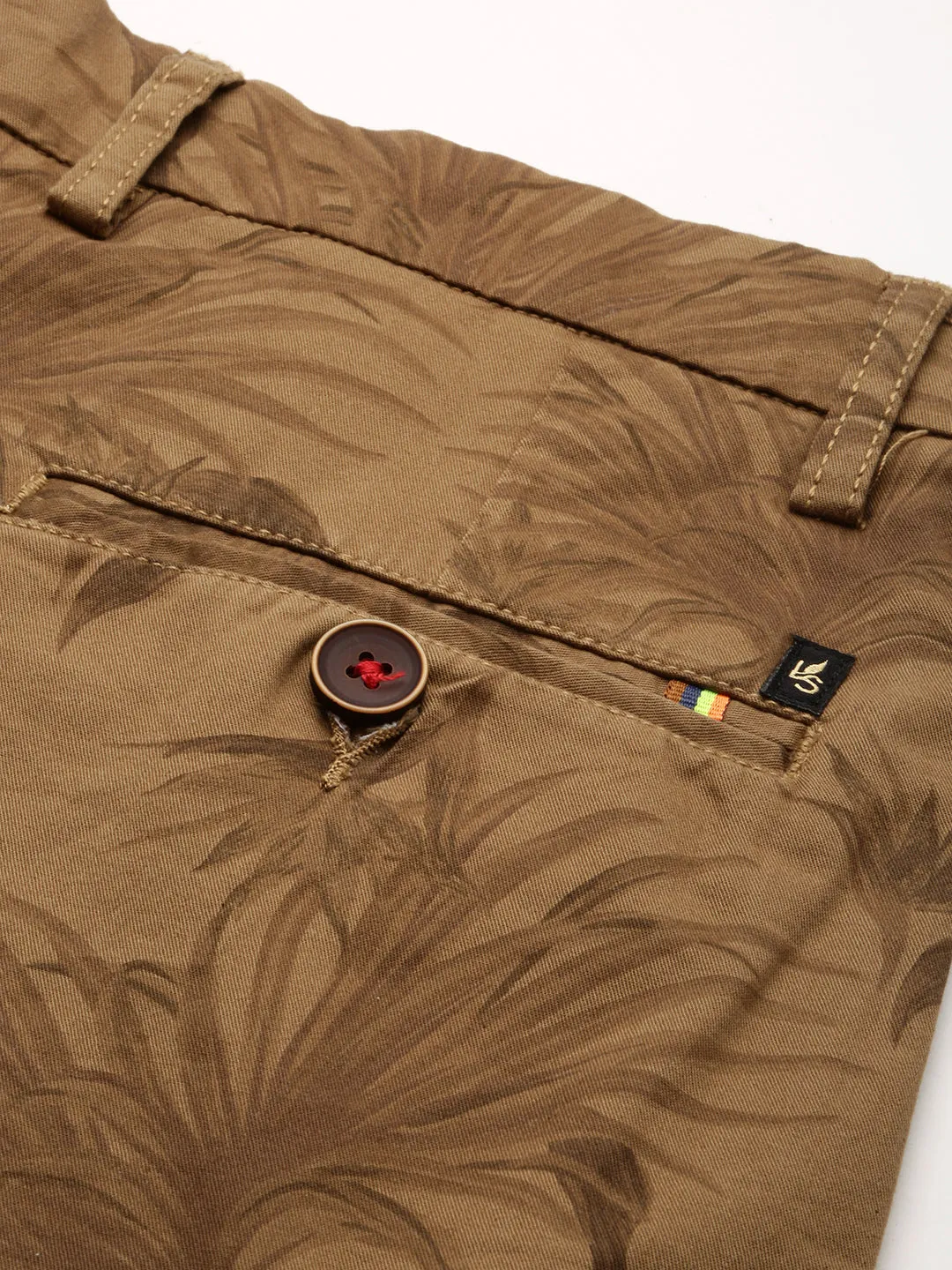 Men Khaki Printed Casual Shorts