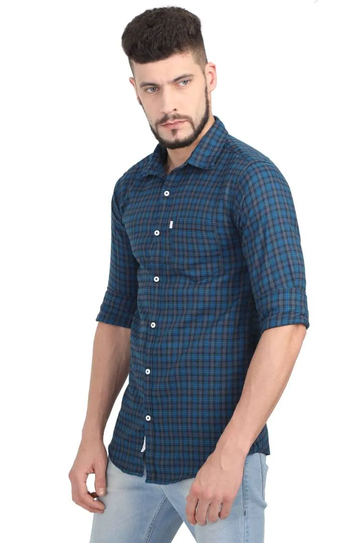 Men's Multicoloured Cotton Checked Long Sleeves  Casual Shirt