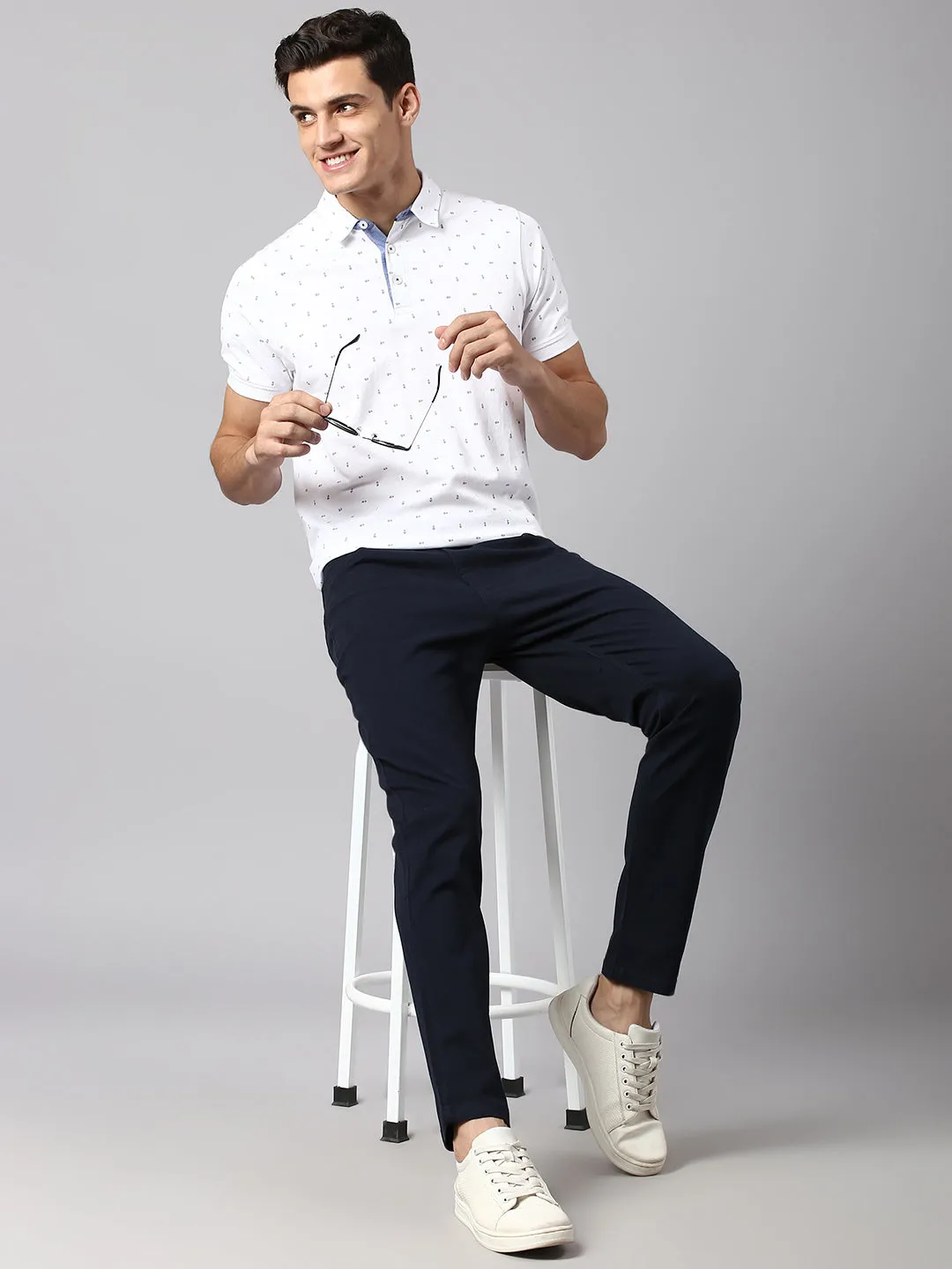 Men's Navy Solid Chino