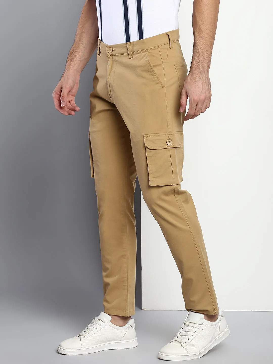 Men's Tapered Fit Cotton Cargo (Dark Khaki)