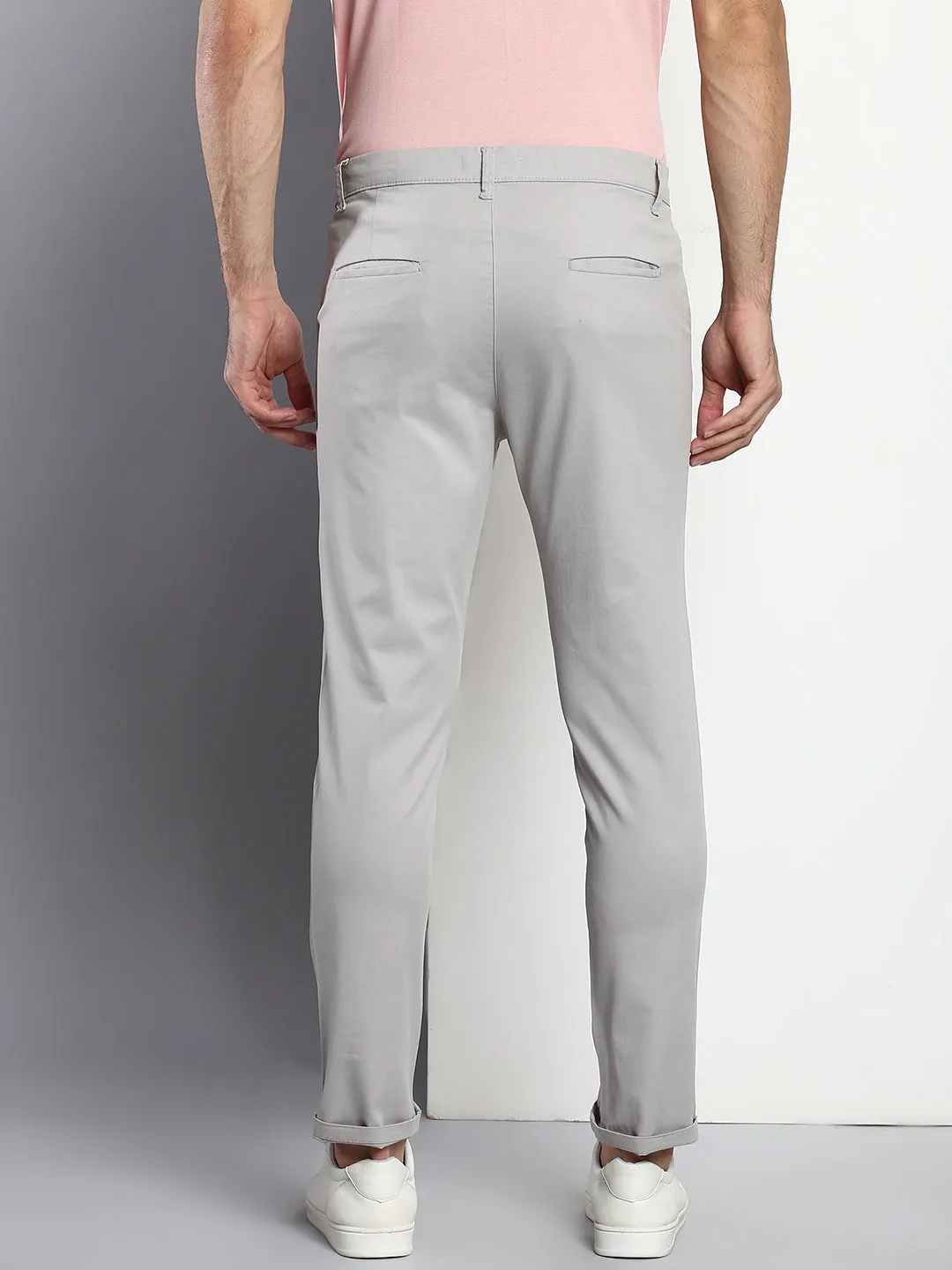 Men's Tapered Fit Cotton Chinos (Light Grey)