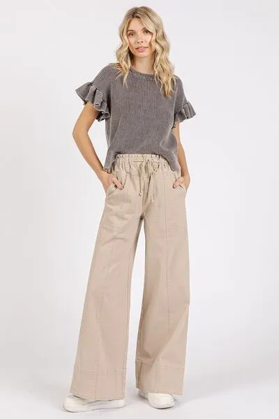 Mittoshop Mineral Wash Elastic Wide Leg Pants