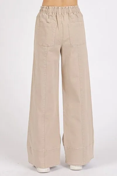 Mittoshop Mineral Wash Elastic Wide Leg Pants