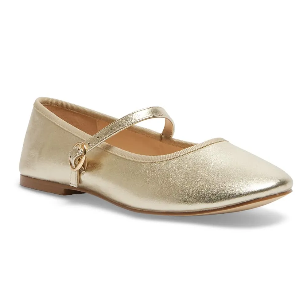 Molly Flat in Soft Gold Leather