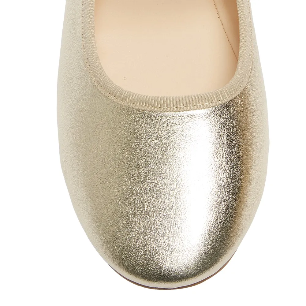 Molly Flat in Soft Gold Leather