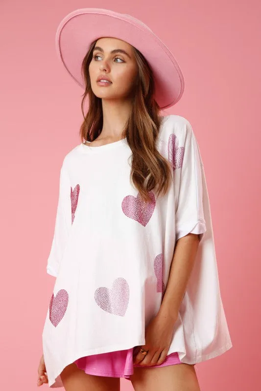 My Rhinestone Heart White Tee