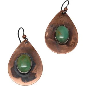 Natural Chinese Turquoise and Copper Teardrop Earrings