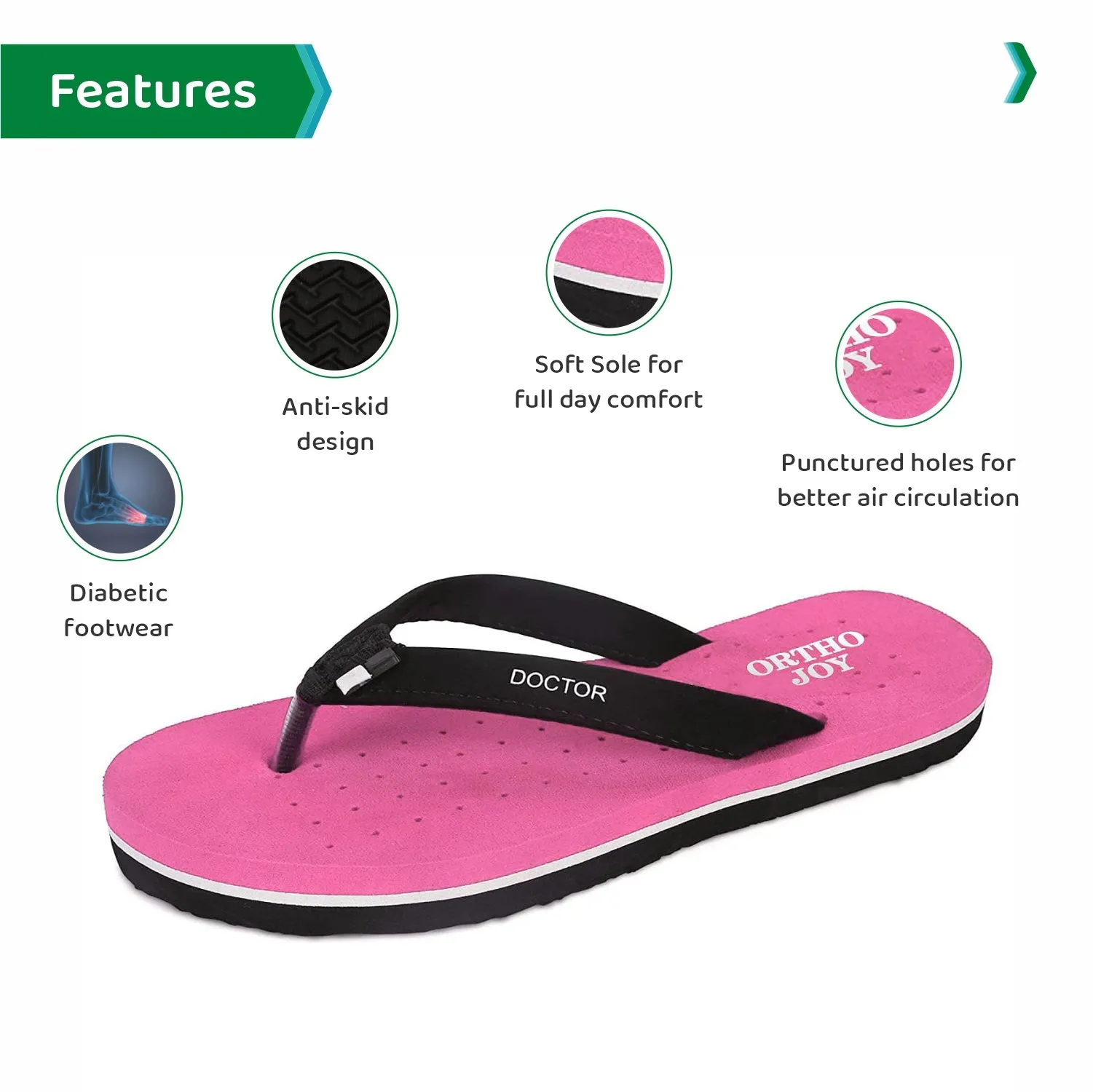 ORTHO JOY Doctor Orthopedic Slippers For Ladies Daily Use.