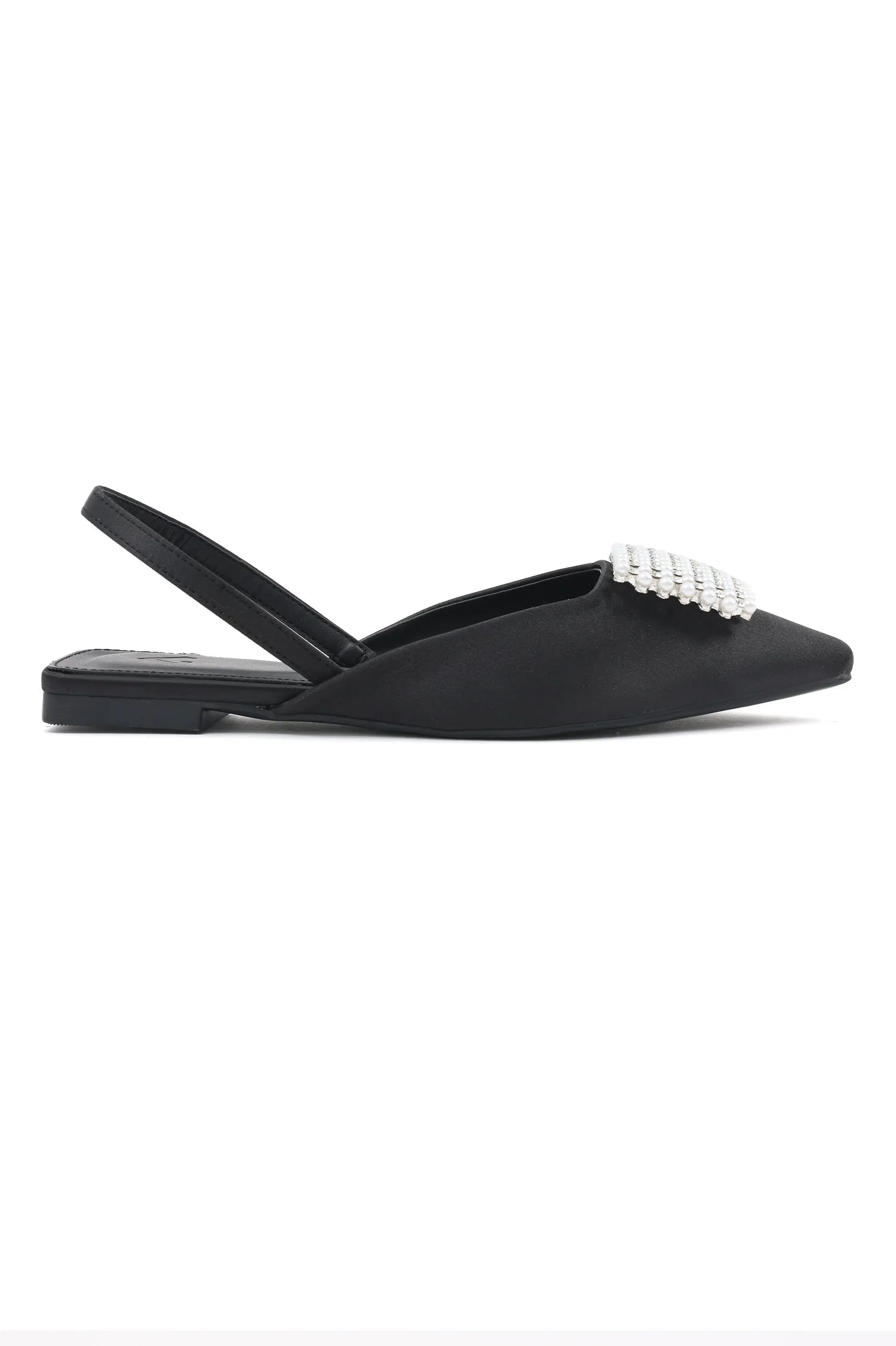 PEARL EMBELLISHED FLATS-BLACK