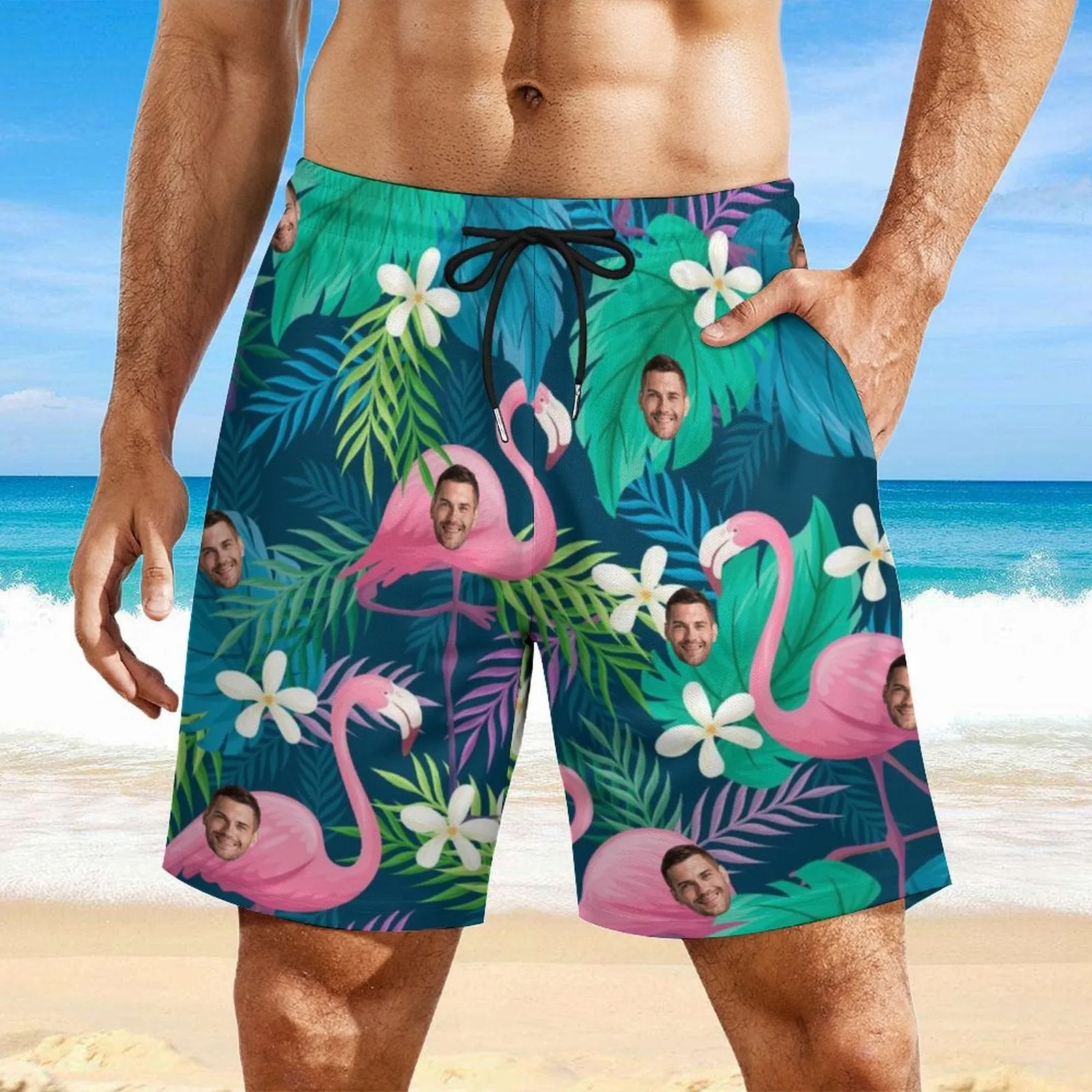 Personalized Face Photo Men's Beach Compression Liner Shorts Summer Trunks Summer