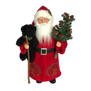 Pine Cone & Black Bear - 15" Santa