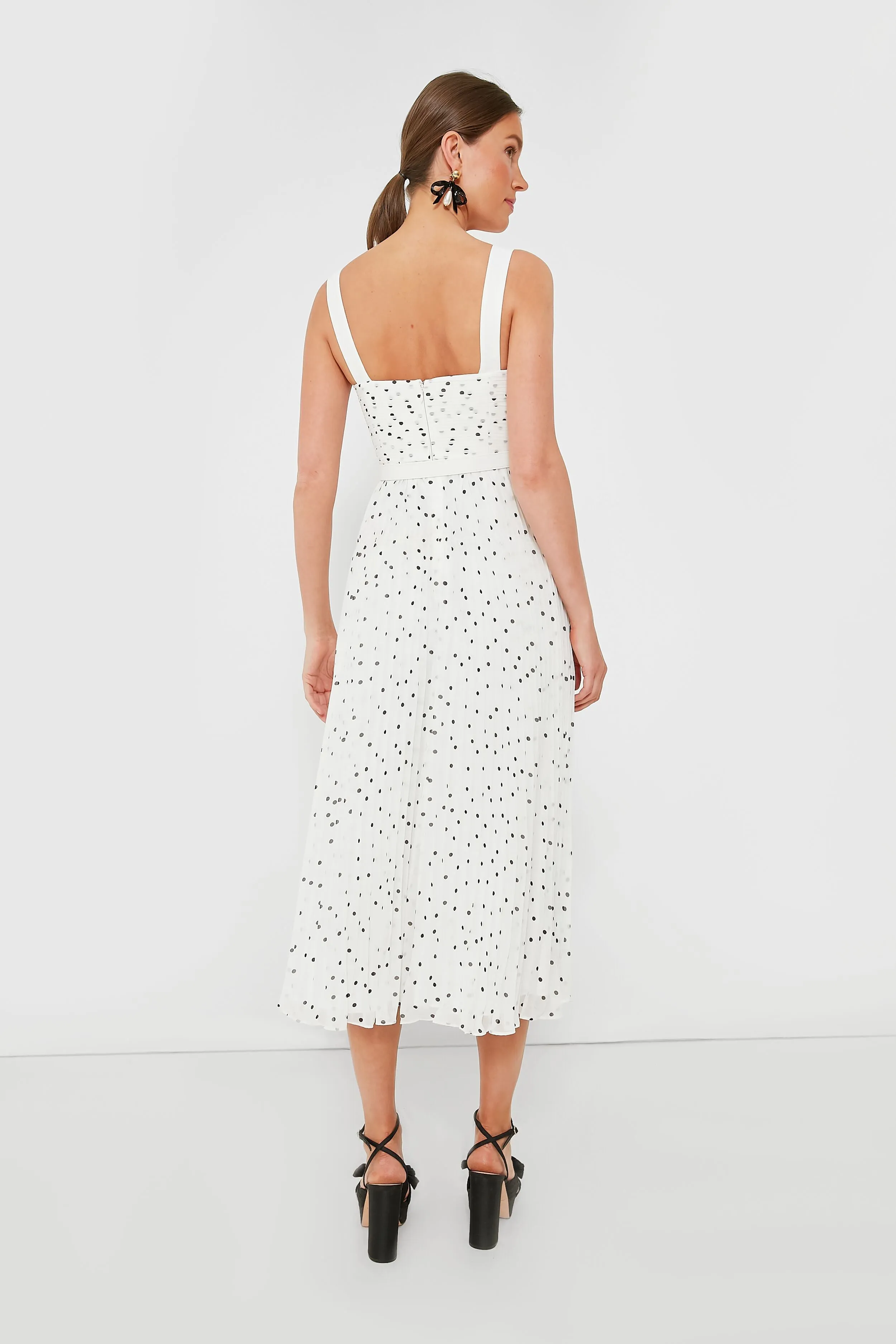 Polka Dot Chiffon Midi Dress