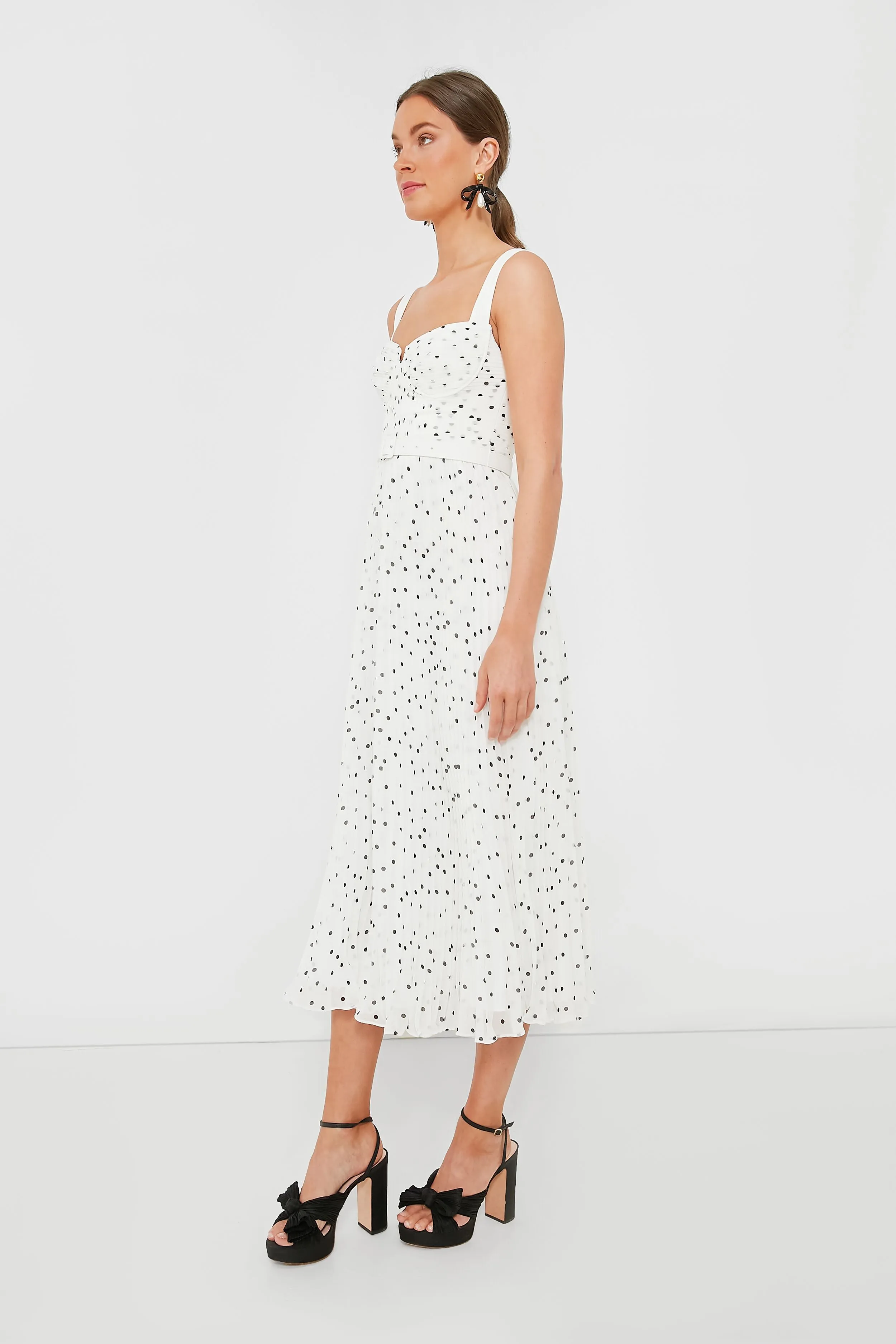 Polka Dot Chiffon Midi Dress