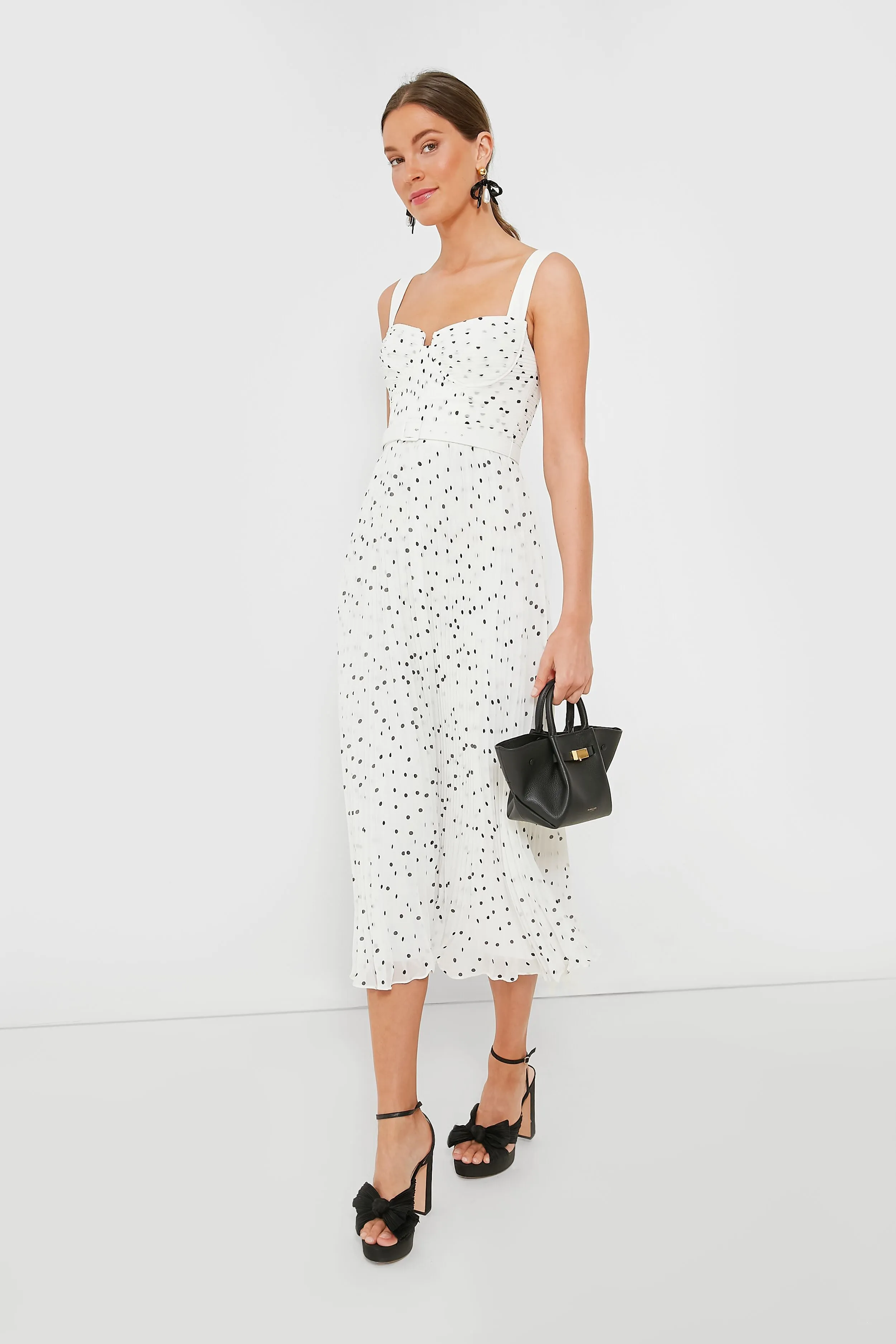 Polka Dot Chiffon Midi Dress