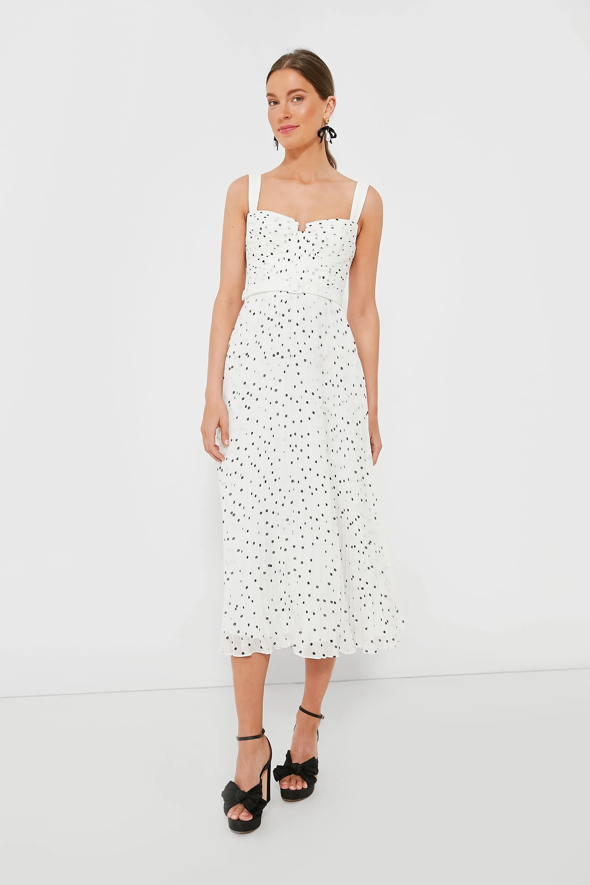 Polka Dot Chiffon Midi Dress