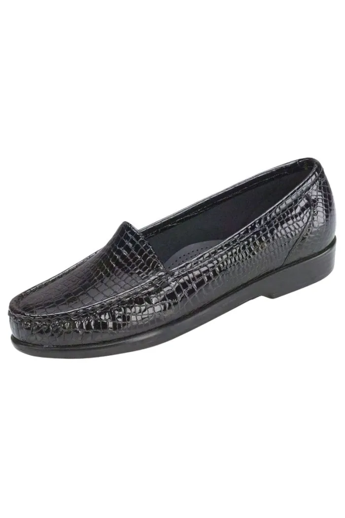 SAS SIimplify Slip On Loafer In  Black Croco