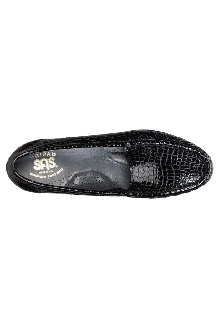 SAS SIimplify Slip On Loafer In  Black Croco