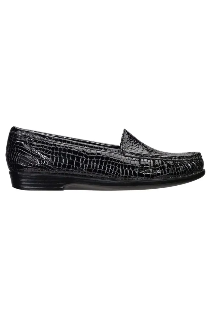 SAS SIimplify Slip On Loafer In  Black Croco