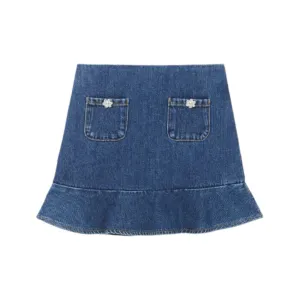 Self Portrait Kids Blue Denim Mini Skirt