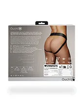 Shots Ouch Vibrating Strap On Panty Harness w/Open Back - Black M/L