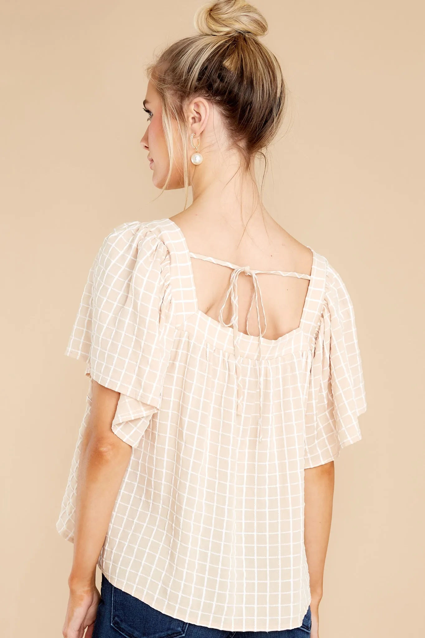 Simple Perfection Tan Print Blouse