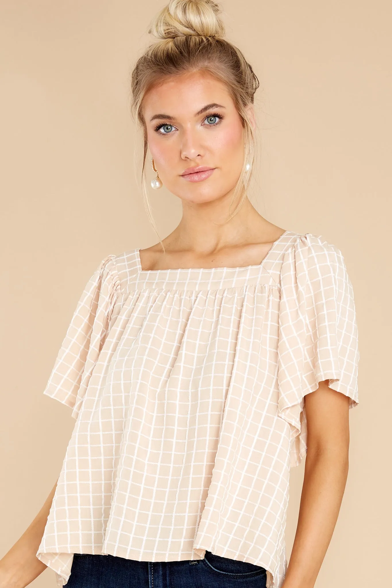 Simple Perfection Tan Print Blouse