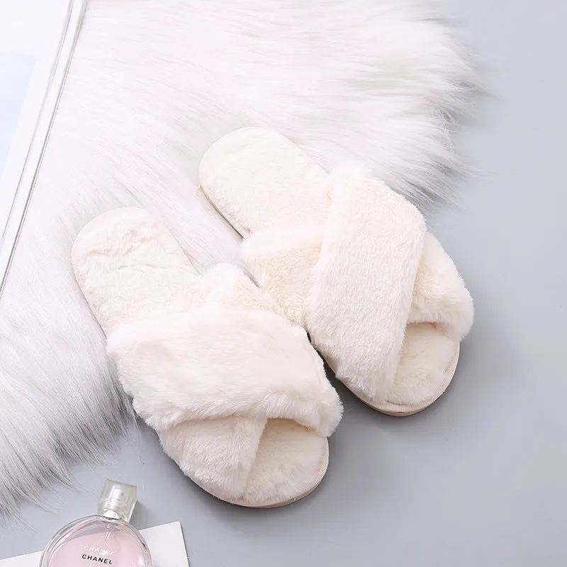 Slippers Women Indoor Plush Thick-soled Home Household Furry Non-slip Soft Bottom Summer