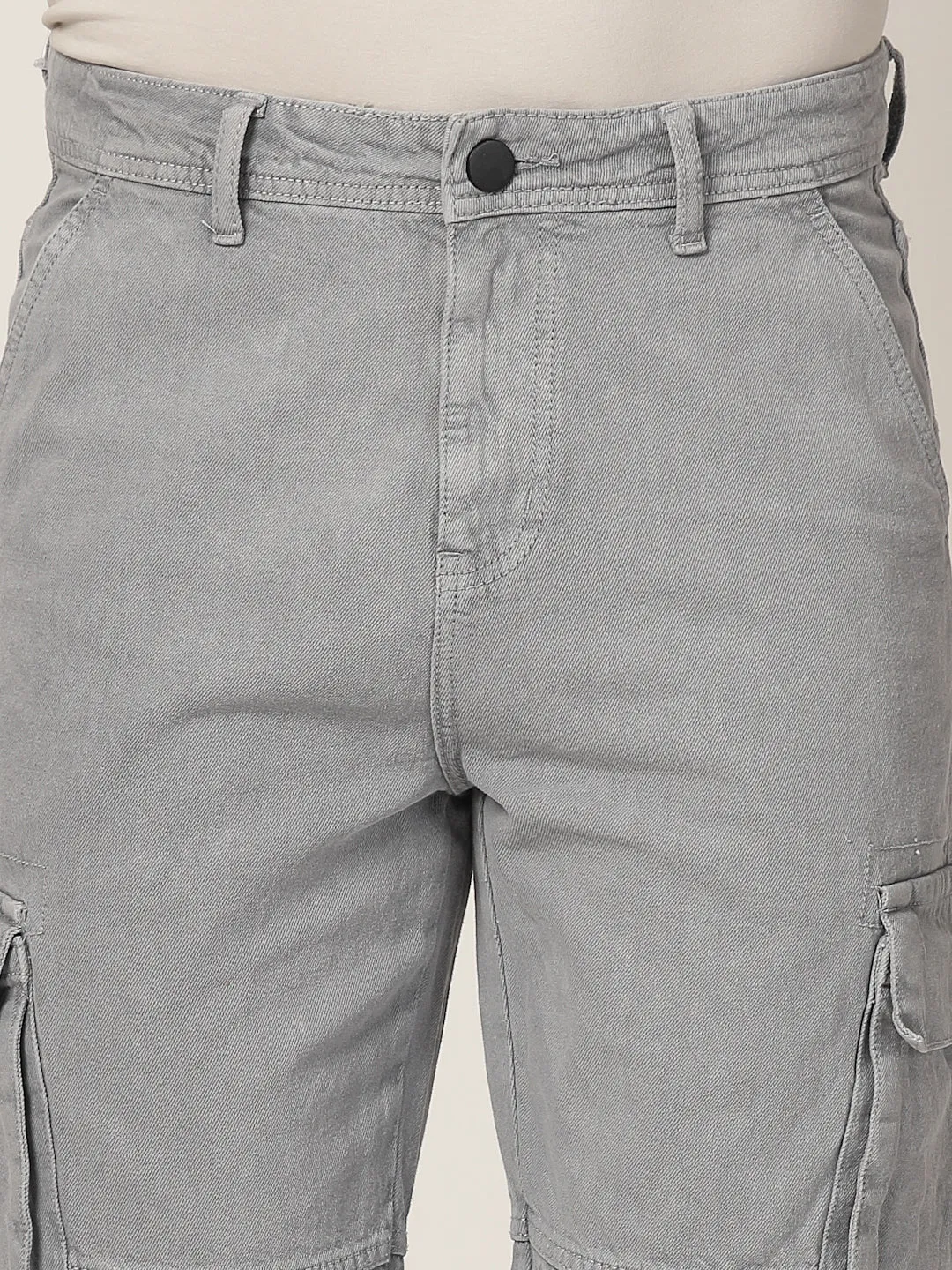 Style Quotient Men Grey Relaxed Fit Mid Rise Cargos