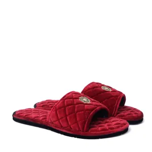 Super Soft  Slide-in Slippers in Red Italian Velvet