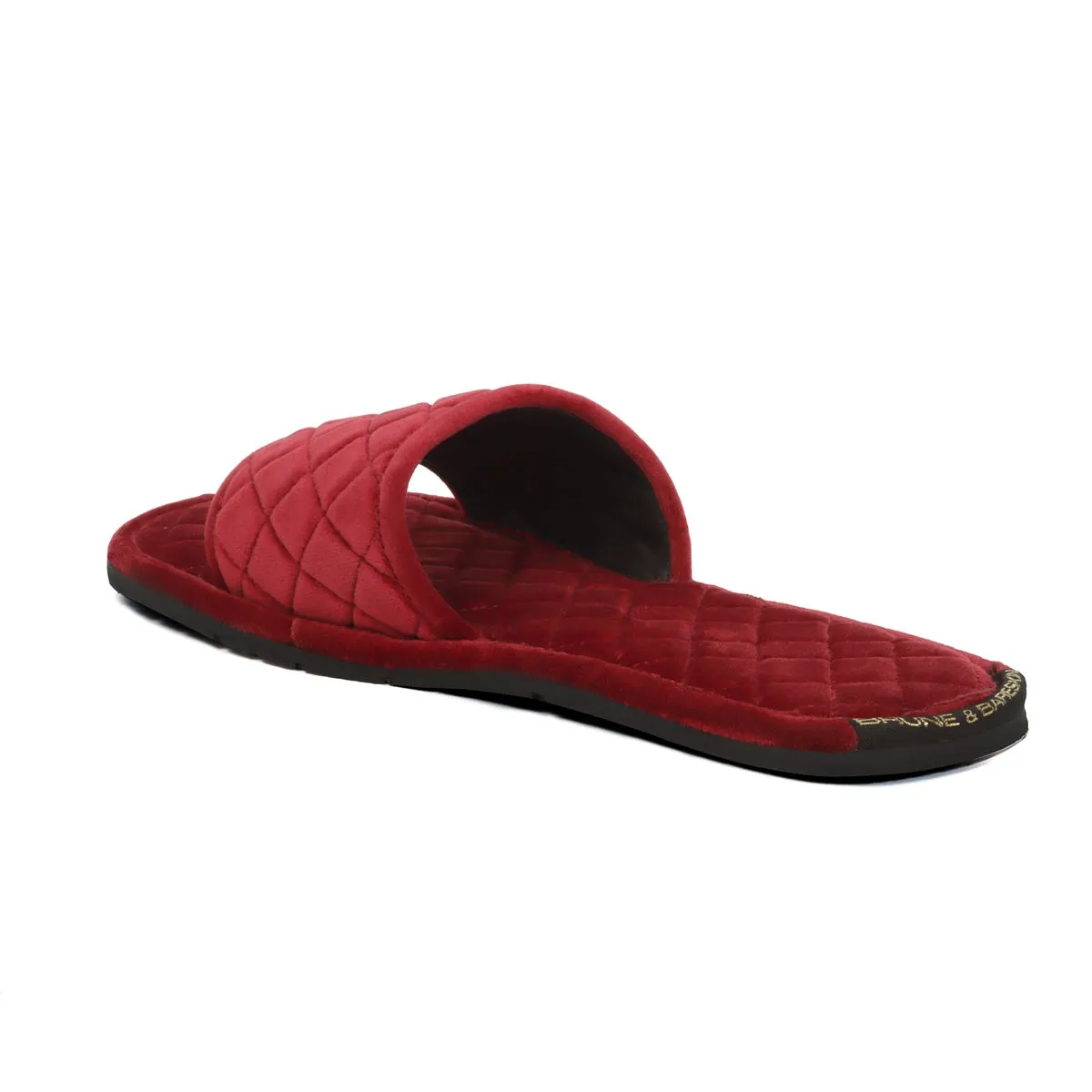 Super Soft  Slide-in Slippers in Red Italian Velvet