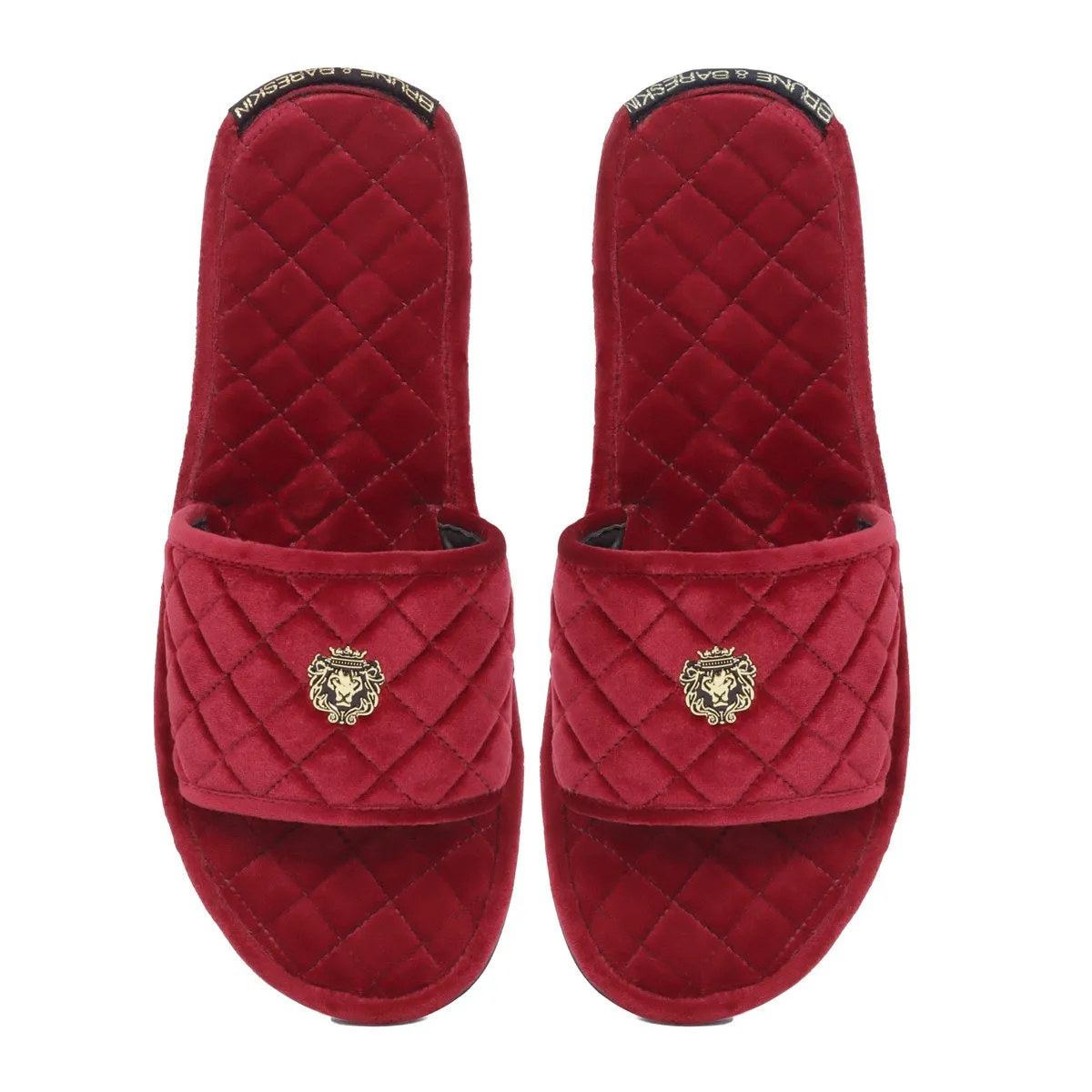 Super Soft  Slide-in Slippers in Red Italian Velvet