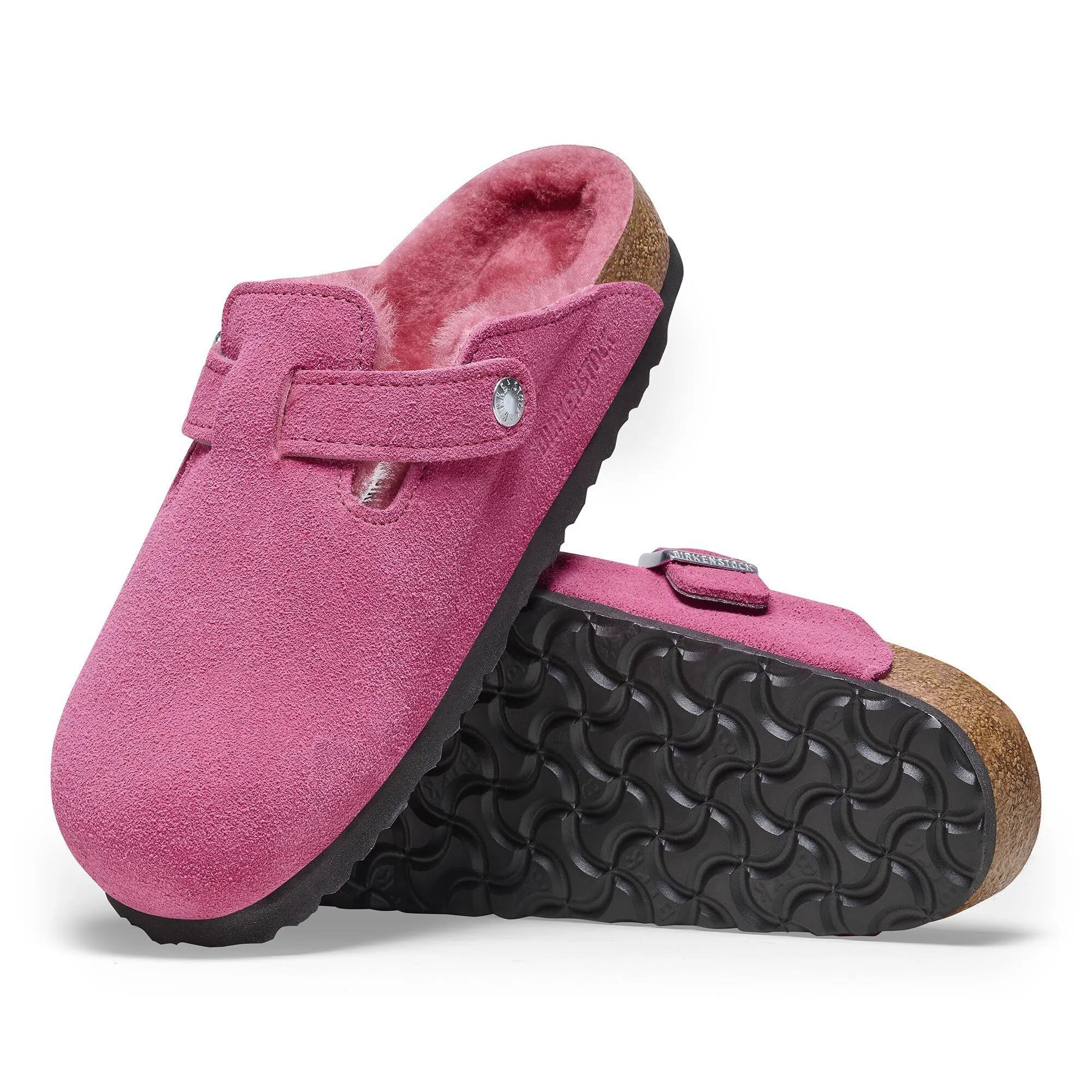 Unisex Shoes Birkenstock BOSTON SHEARLING Clog Mules 1025552 FUCHSIA TULIP