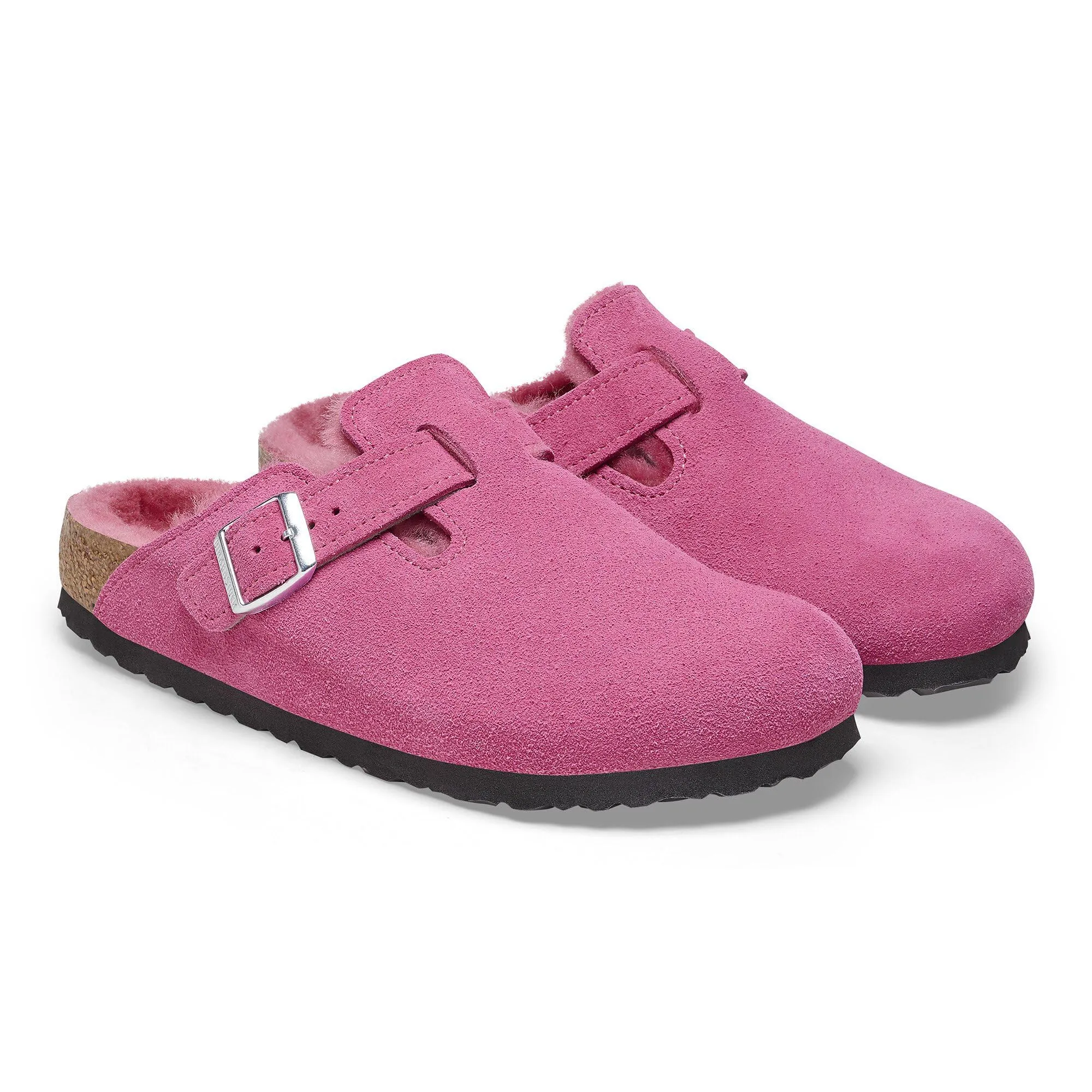 Unisex Shoes Birkenstock BOSTON SHEARLING Clog Mules 1025552 FUCHSIA TULIP