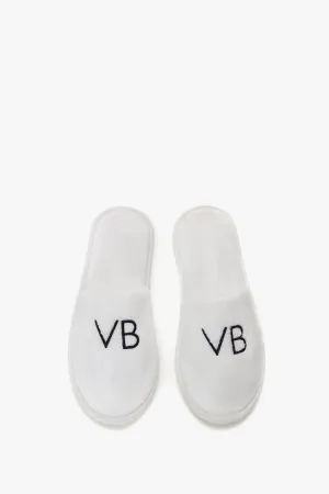 VB Embroidered Towelling Slippers In White