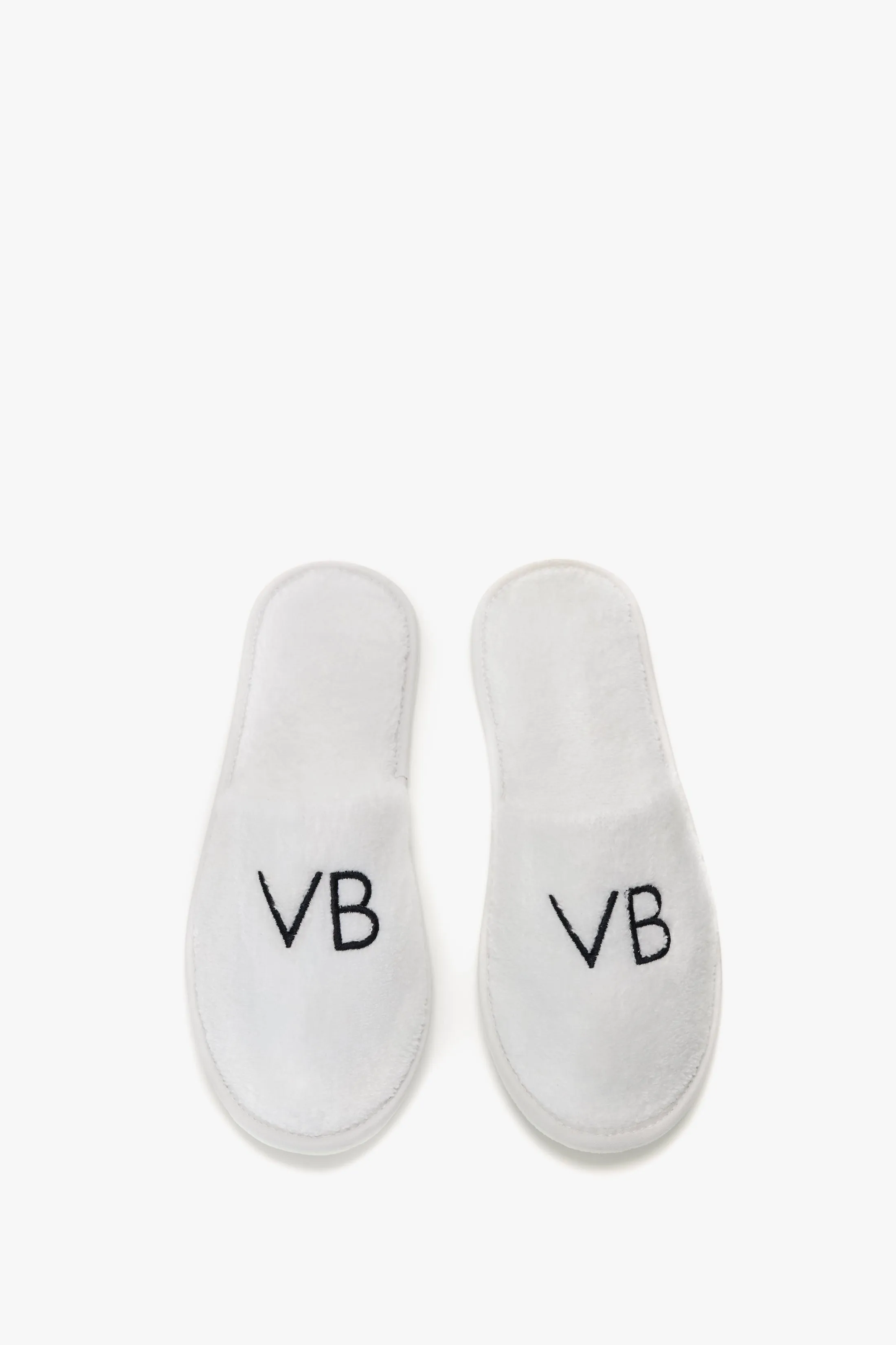 VB Embroidered Towelling Slippers In White