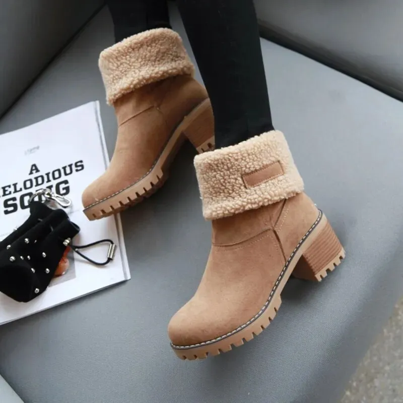 Warm Comfortable Suede Ankle Boots with Heel for Women | Ideal for Autumn