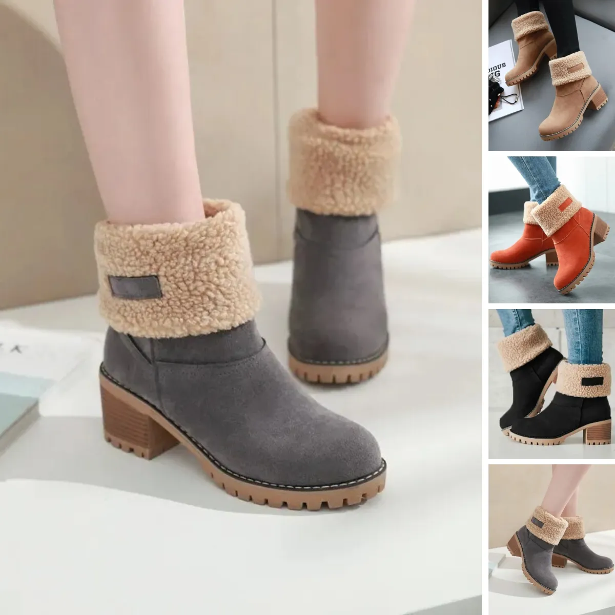 Warm Comfortable Suede Ankle Boots with Heel for Women | Ideal for Autumn