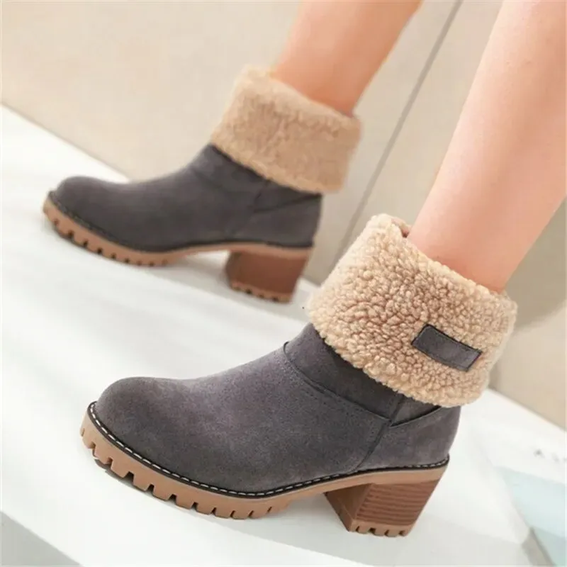 Warm Comfortable Suede Ankle Boots with Heel for Women | Ideal for Autumn