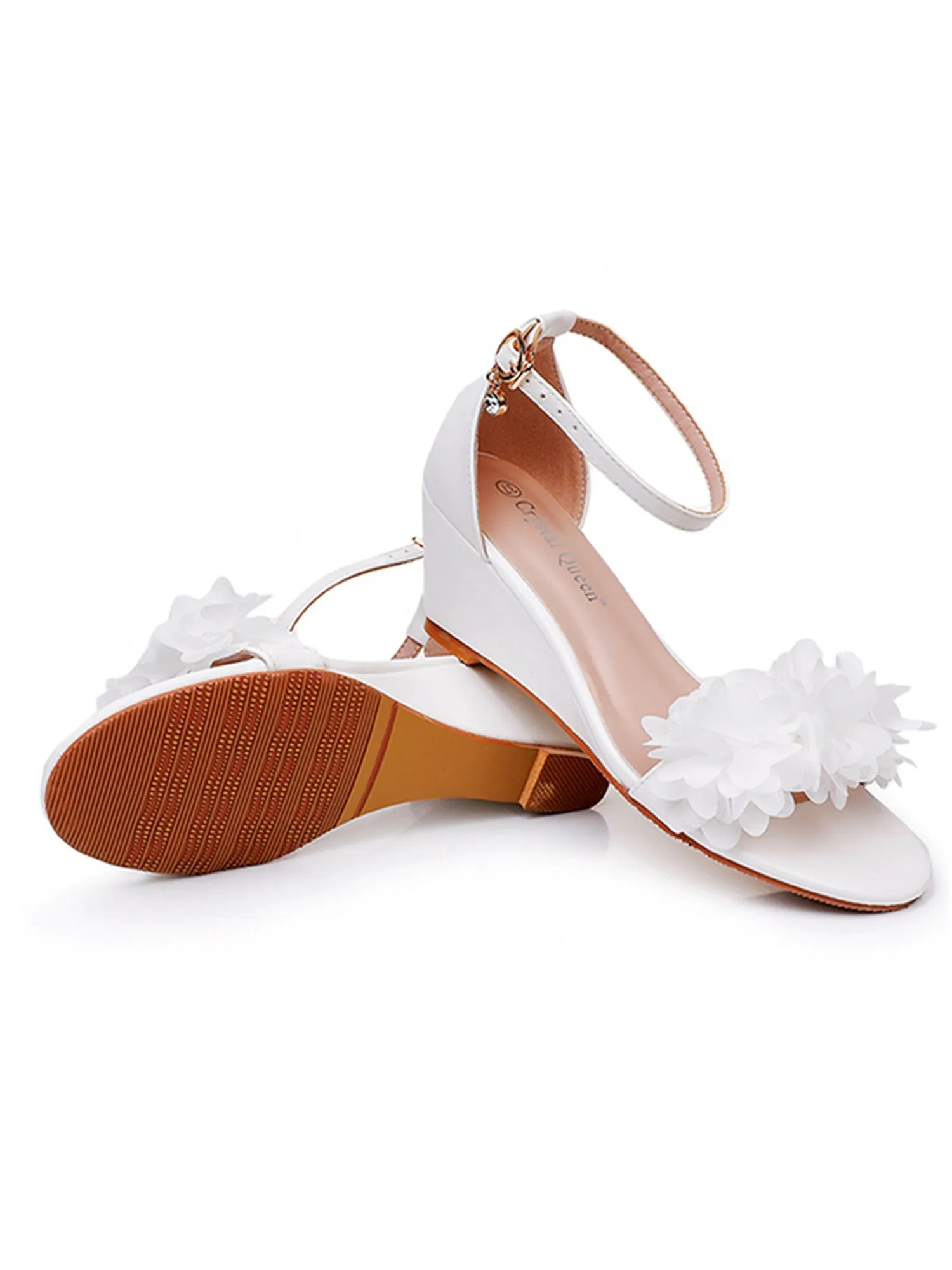 White Floral Open Toe Ankle-Strap Beach Sandals