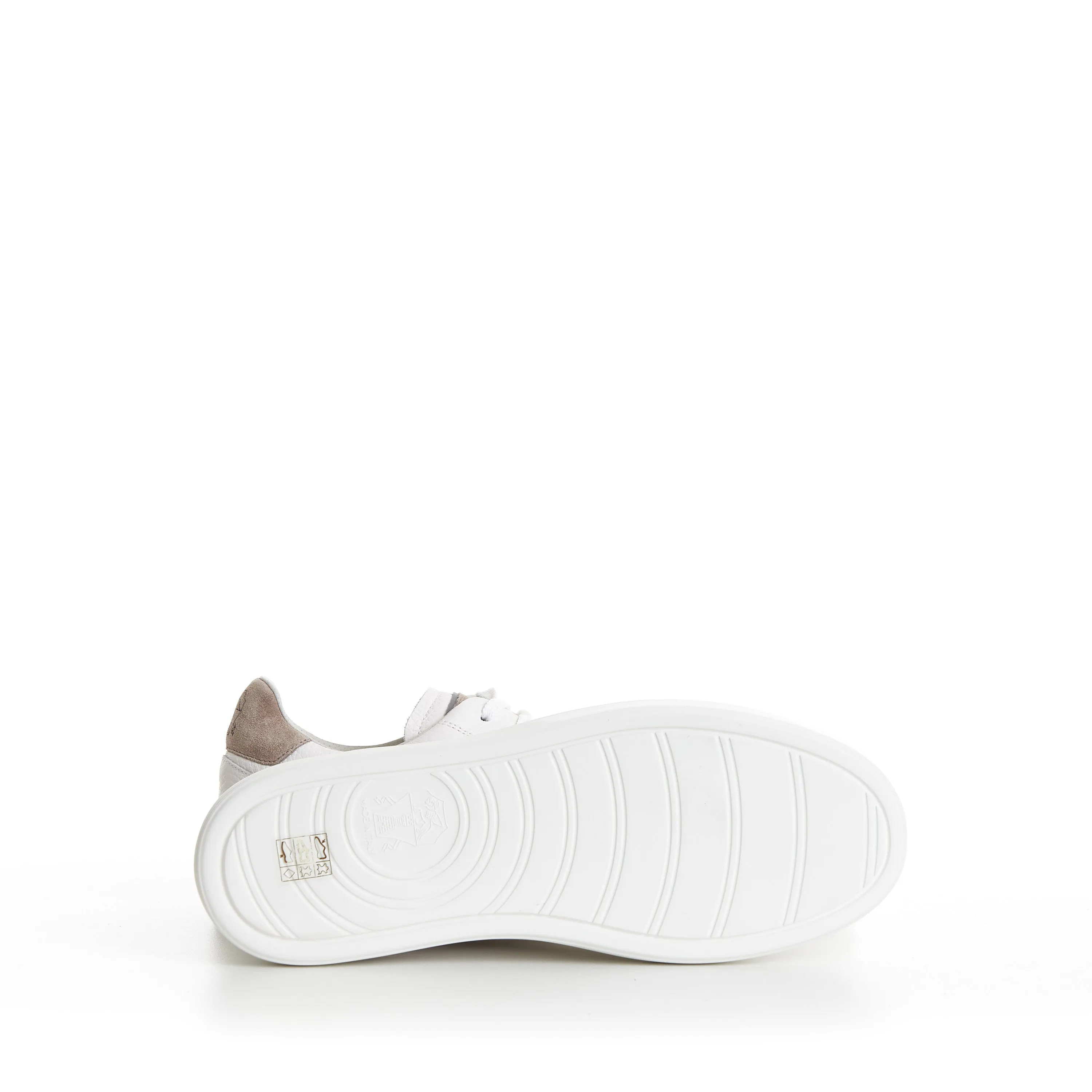 White Low-top Sneakers - Grained Leather, Rubber Sole, Suede-Trim