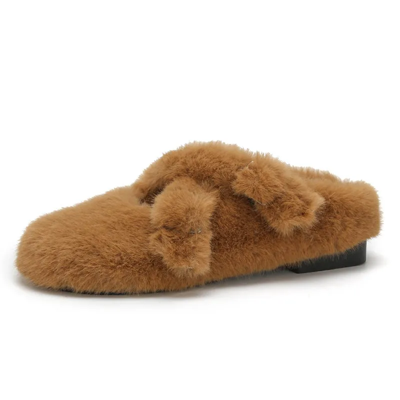 Women Minimalist Soft Winter Fur Slippers