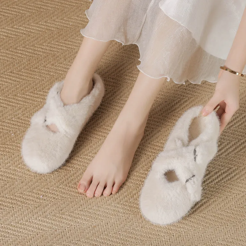 Women Minimalist Soft Winter Fur Slippers