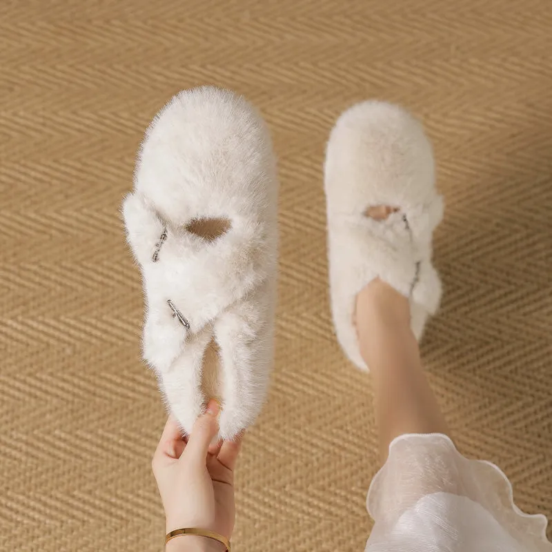 Women Minimalist Soft Winter Fur Slippers