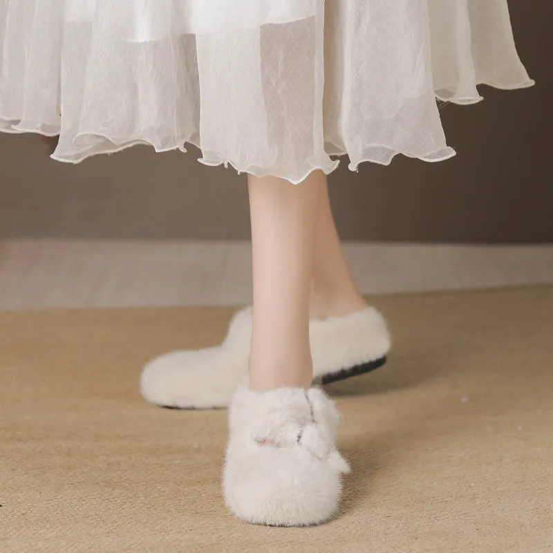 Women Minimalist Soft Winter Fur Slippers