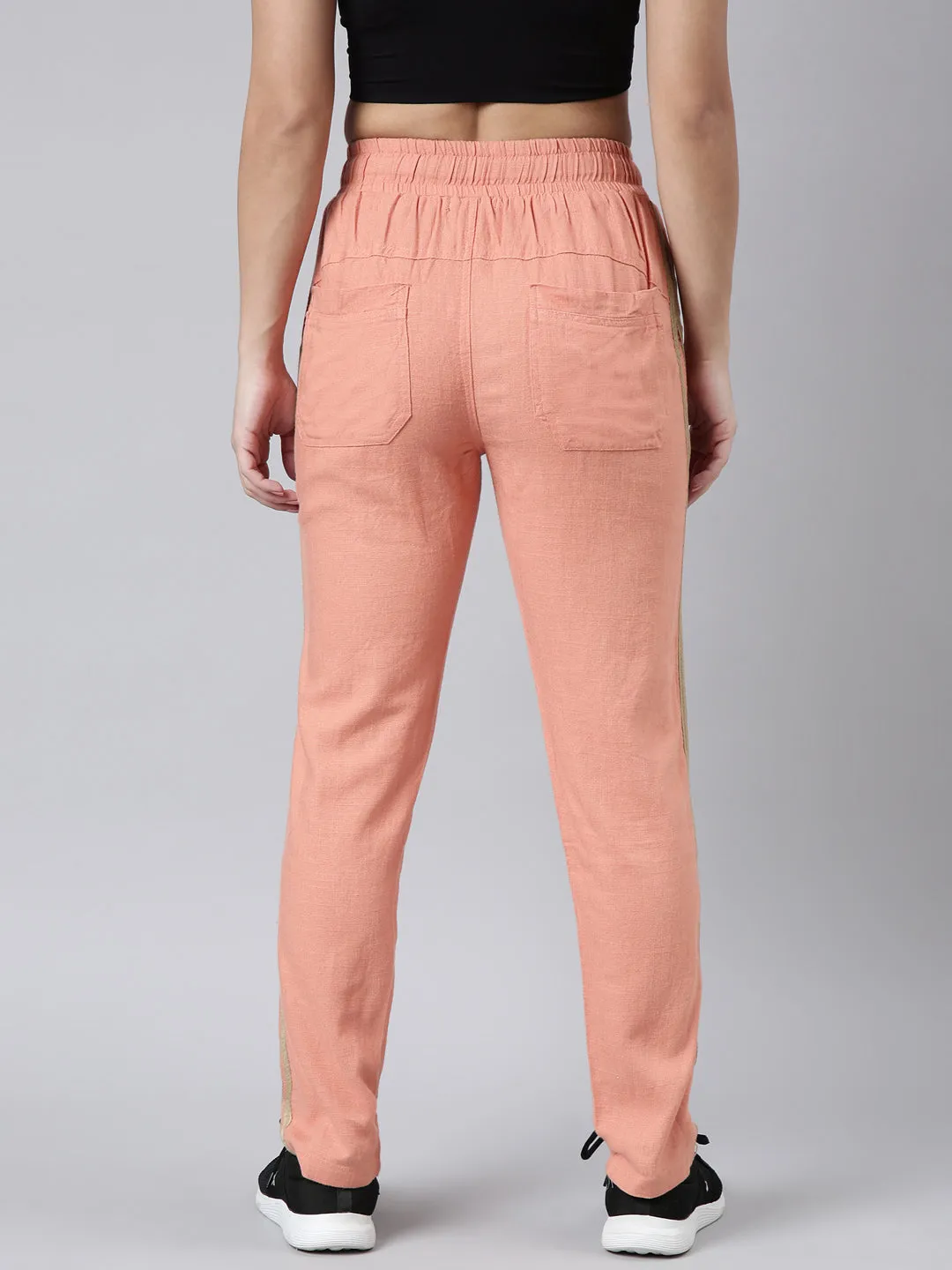 Women Solid Slim Fit Orange Track Pant