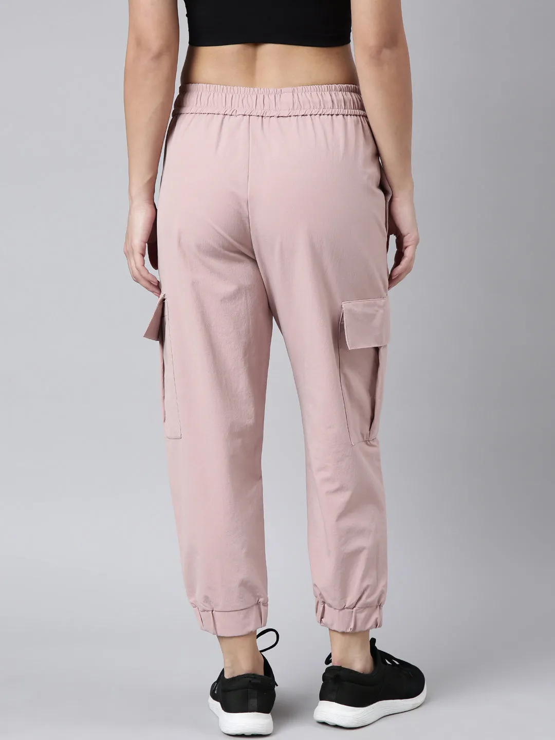 Women Solid Slim Fit Peach Joggers Track Pant